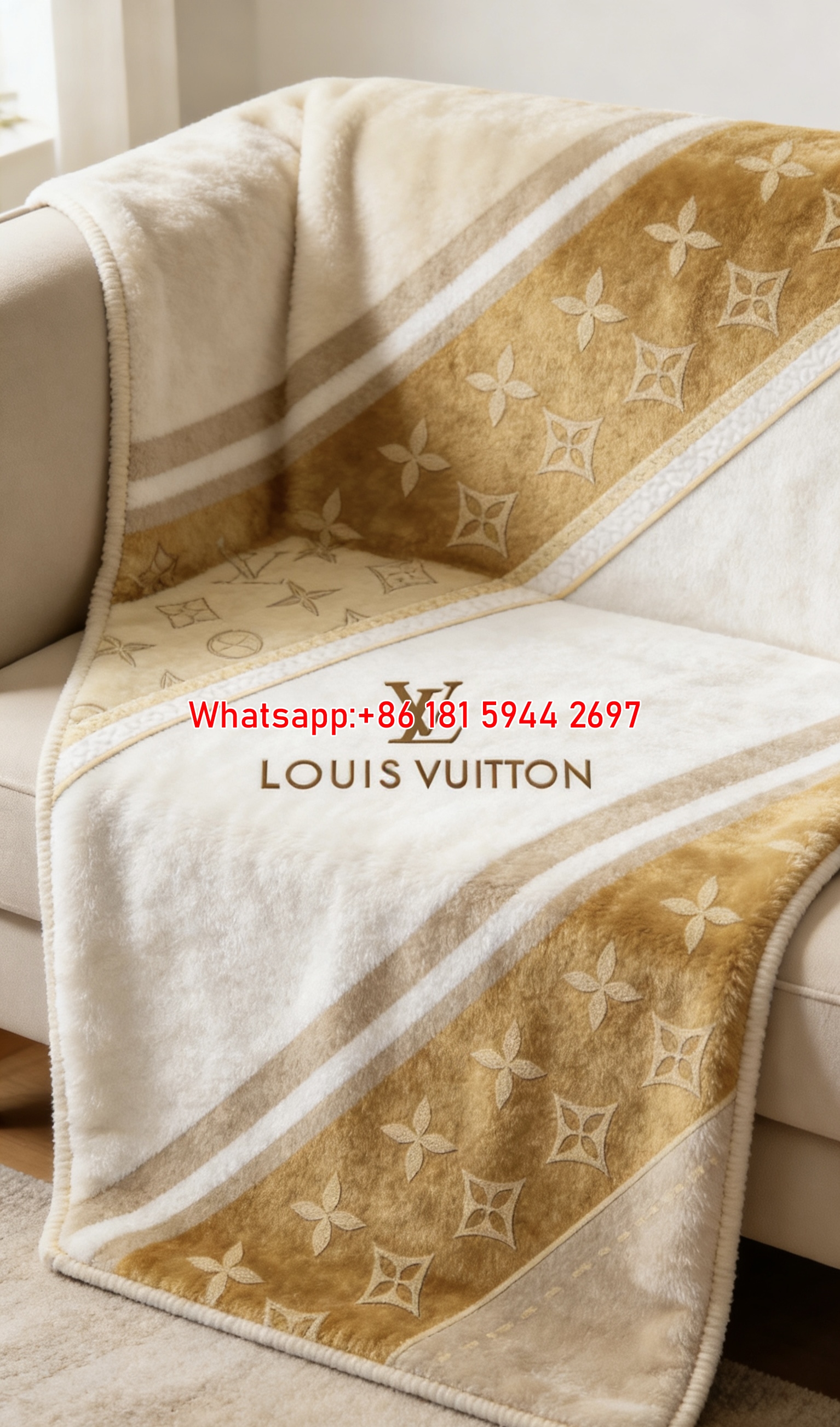Two-Tone Monogram LV Blanket IMG_3128